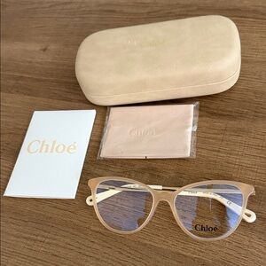 Chloé Beige Cat-Eye Glasses with Matching Case